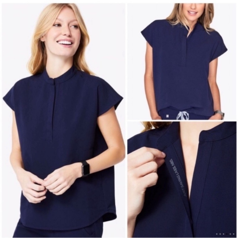 Figs Rafaela Oversized Scrub Top in navy blue M